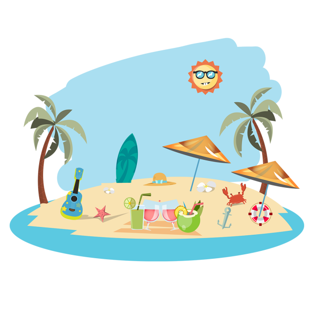summer hd photo beach with, elements illustration @transparentpng.com