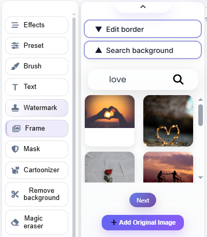 search & use frame