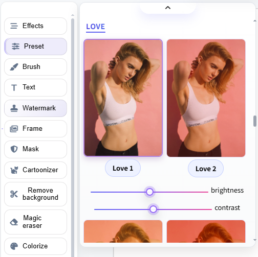 adjust preset image